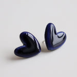 Porcelain Heart Studs -  Blue