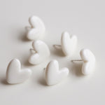 Porcelain Heart Studs -  White