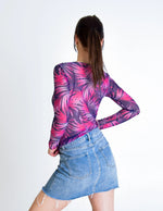 Tan-Through Long-Sleeve Shirt - Pink Tropica