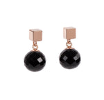 Solid Onyx Earrings - Rose Gold and Silver
