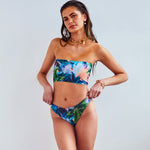 Tan Through 2 in 1 Bikini Set Bandeau & Seashell - Electric Palm