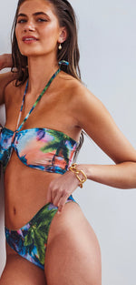 Tan Through 2 in 1 Bikini Set Bandeau & Seashell - Electric Palm